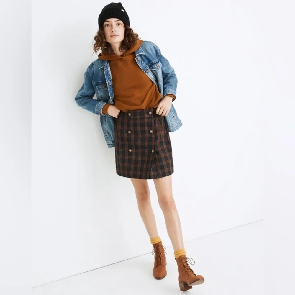 NWT Madewell Plaid Double-Breasted Mini Skirt in Vintage Blazer Plaid Size Small